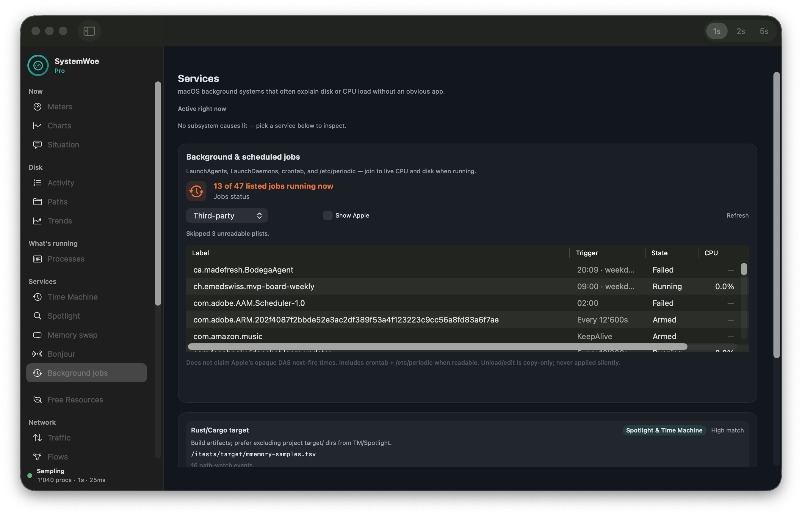 SystemWoe Background jobs inventory